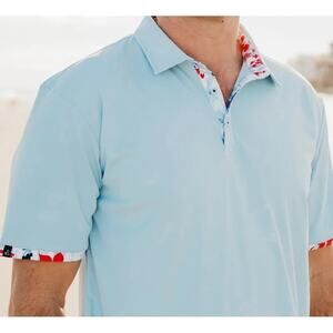 SWANNIES Men's Malachi Short Sleeve Polo Light Blue Size XXL